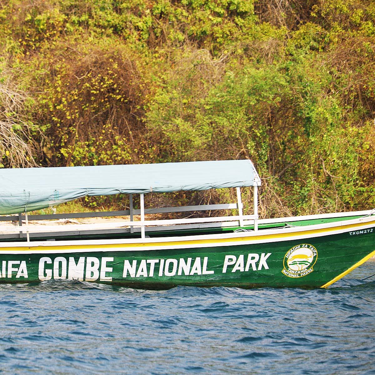Un bateau dans le parc national de Gombe en Tanzanie